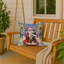Load image into Gallery viewer, MaineCoon Black &amp; White Cat with Santa Claus Throw Pillow