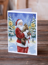 Load image into Gallery viewer, MaineCoon Brown Tabby Cat with Santa Claus Greeting Cards Pack of 8