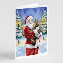 Load image into Gallery viewer, MaineCoon Brown Tabby Cat with Santa Claus Greeting Cards Pack of 8