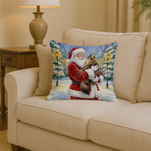 Load image into Gallery viewer, MaineCoon Brown Tabby Cat with Santa Claus Throw Pillow