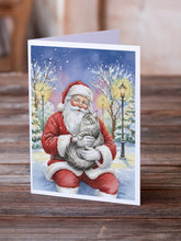 Load image into Gallery viewer, MaineCoon Silver Tabby Cat with Santa Claus Greeting Cards Pack of 8