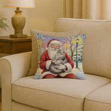 Load image into Gallery viewer, MaineCoon Silver Tabby Cat with Santa Claus Throw Pillow