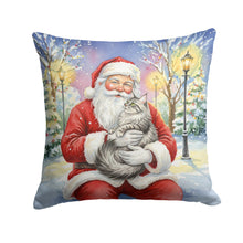 Load image into Gallery viewer, MaineCoon Silver Tabby Cat with Santa Claus Throw Pillow