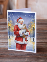 Load image into Gallery viewer, Malayan Cat with Santa Claus Greeting Cards Pack of 8