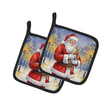 Load image into Gallery viewer, Malayan Cat with Santa Claus Pair of Pot Holders