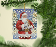 Load image into Gallery viewer, Manx Cat with Santa Claus Porcelain Ornament