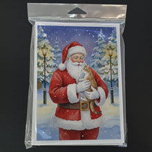 Load image into Gallery viewer, Manx Cat with Santa Claus Greeting Cards Pack of 8