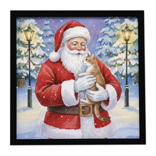 Load image into Gallery viewer, Manx Cat with Santa Claus Framed Metal Print
