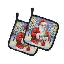 Load image into Gallery viewer, Manx Cat with Santa Claus Pair of Pot Holders