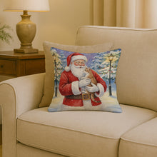 Load image into Gallery viewer, Manx Cat with Santa Claus Throw Pillow