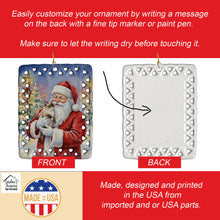 Load image into Gallery viewer, Mekong Bobtail Cat with Santa Claus Porcelain Ornament