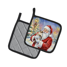 Load image into Gallery viewer, Mekong Bobtail Cat with Santa Claus Pair of Pot Holders