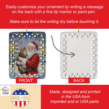 Load image into Gallery viewer, Norwegian Forest Cat Brown Tabby with Santa Claus Porcelain Ornament