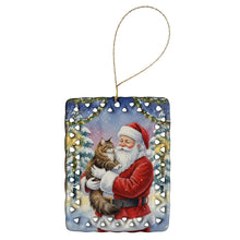 Load image into Gallery viewer, Norwegian Forest Cat Brown Tabby with Santa Claus Porcelain Ornament