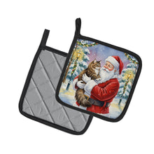 Load image into Gallery viewer, Norwegian Forest Cat Brown Tabby with Santa Claus Pair of Pot Holders