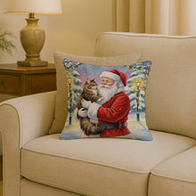 Load image into Gallery viewer, Norwegian Forest Cat Brown Tabby with Santa Claus Throw Pillow