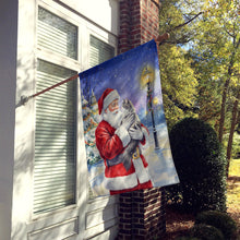 Load image into Gallery viewer, Norwegian Forest Cat Gray and White with Santa Claus House Flag