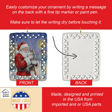 Load image into Gallery viewer, Norwegian Forest Cat Gray and White with Santa Claus Porcelain Ornament