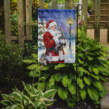 Load image into Gallery viewer, Norwegian Forest Cat Gray and White with Santa Claus Garden Flag