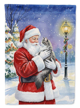 Load image into Gallery viewer, Norwegian Forest Cat Gray and White with Santa Claus Garden Flag
