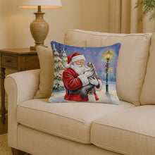 Load image into Gallery viewer, Norwegian Forest Cat Gray and White with Santa Claus Throw Pillow