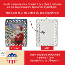 Load image into Gallery viewer, Orange and White Cat with Santa Claus Porcelain Ornament