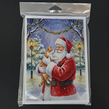 Load image into Gallery viewer, Orange and White Cat with Santa Claus Greeting Cards Pack of 8