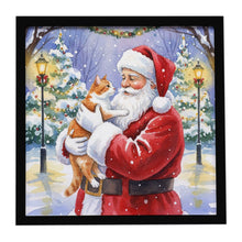 Load image into Gallery viewer, Orange and White Cat with Santa Claus Framed Metal Print