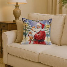 Load image into Gallery viewer, Orange and White Cat with Santa Claus Throw Pillow