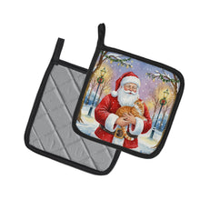 Load image into Gallery viewer, Orange Classic Tabby Cat with Santa Claus Pair of Pot Holders