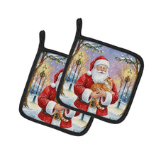 Load image into Gallery viewer, Orange Classic Tabby Cat with Santa Claus Pair of Pot Holders
