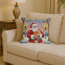 Load image into Gallery viewer, Orange Classic Tabby Cat with Santa Claus Throw Pillow
