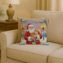 Load image into Gallery viewer, Orange Classic Tabby Cat with Santa Claus Throw Pillow
