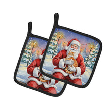 Load image into Gallery viewer, Orange Mackerel Tabby Cat with Santa Claus Pair of Pot Holders