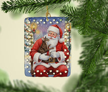 Load image into Gallery viewer, Oriental Shorthair Cat with Santa Claus Porcelain Ornament