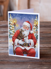Load image into Gallery viewer, Oriental Shorthair Cat with Santa Claus Greeting Cards Pack of 8