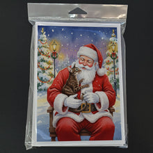 Load image into Gallery viewer, Oriental Shorthair Cat with Santa Claus Greeting Cards Pack of 8