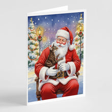 Load image into Gallery viewer, Oriental Shorthair Cat with Santa Claus Greeting Cards Pack of 8