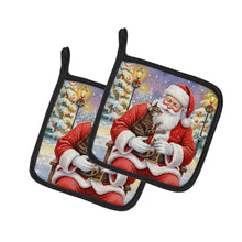 Load image into Gallery viewer, Oriental Shorthair Cat with Santa Claus Pair of Pot Holders