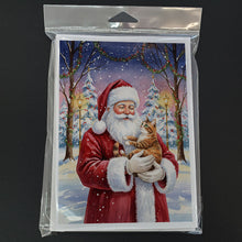Load image into Gallery viewer, Patched Tabby Cat with Santa Claus Greeting Cards Pack of 8