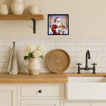 Load image into Gallery viewer, Patched Tabby Cat with Santa Claus Framed Metal Print