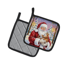 Load image into Gallery viewer, Patched Tabby Cat with Santa Claus Pair of Pot Holders