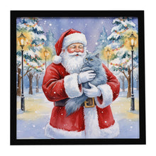 Load image into Gallery viewer, Persian Blue Cat with Santa Claus Framed Metal Print