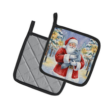 Load image into Gallery viewer, Persian Blue Cat with Santa Claus Pair of Pot Holders