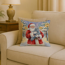 Load image into Gallery viewer, Persian Blue Cat with Santa Claus Throw Pillow