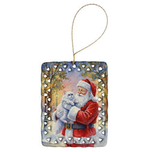 Load image into Gallery viewer, Persian White Cat with Santa Claus Porcelain Ornament