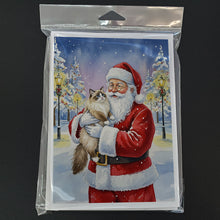 Load image into Gallery viewer, Ragdoll Bicolor Cat with Santa Claus Greeting Cards Pack of 8