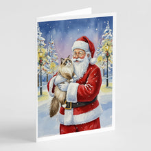 Load image into Gallery viewer, Ragdoll Bicolor Cat with Santa Claus Greeting Cards Pack of 8