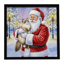Load image into Gallery viewer, Ragdoll Bicolor Cat with Santa Claus Framed Metal Print