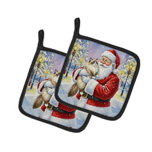 Load image into Gallery viewer, Ragdoll Bicolor Cat with Santa Claus Pair of Pot Holders